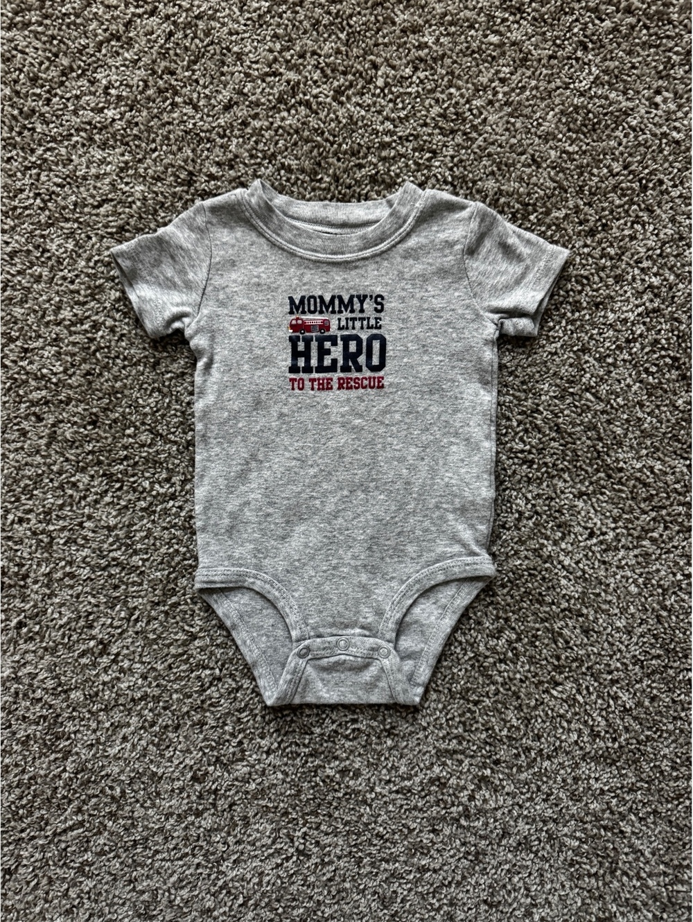Carter's Baby Bodysuit with 'Mommy's Little Hero' Fire Truck | 12 M